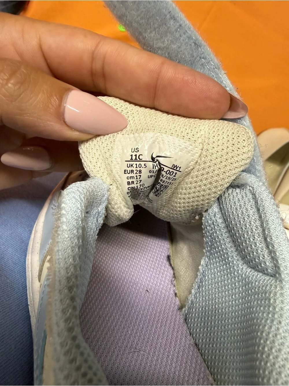 Nike Kids Light Blue and Cream Hook-and-Loop Low-Top Sneakers